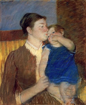 María Cassatt Painting - Madres Beso de buenas noches madres hijos Mary Cassatt
